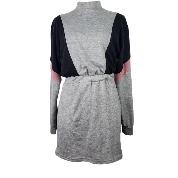 Bershka Dresses & Skirts - Bershka Womens Sz Small Color Block Sweatshirt Jersey Mini Dress
